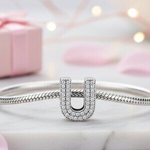 Charm for Bracelet Sterling Silver 925 letter “U”